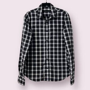 Matinique Men's Button Down Shirt Small Black White Gingham Check Long Sleeve